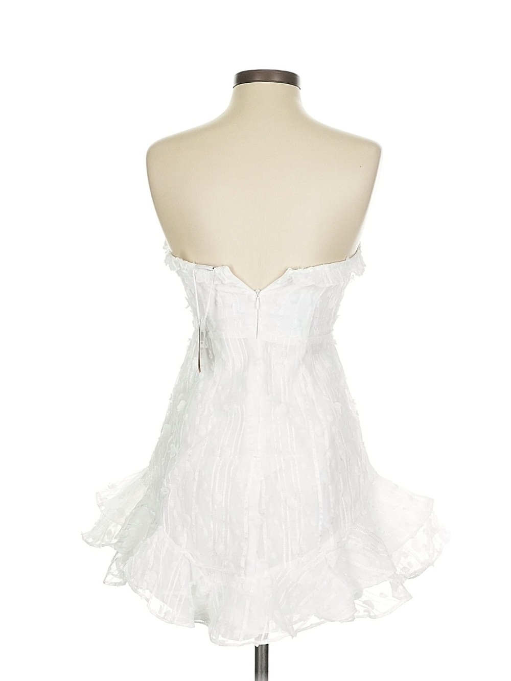 White Strapless Ruffle Mini Dress - Picture 4 of 4